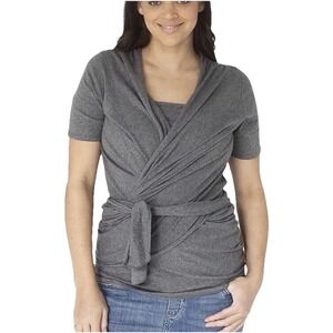 Kindred Bravely Women's XL Organic Cotton Skin to Skin Wrap Top Gray‎ Nursing